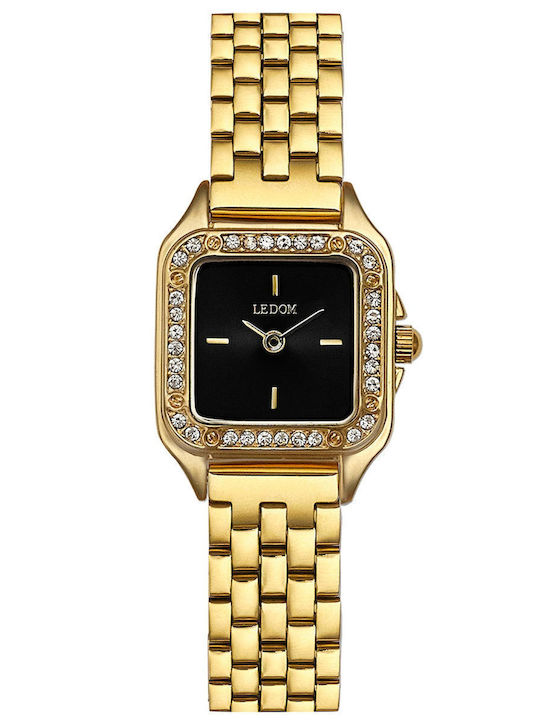 Damenuhr 34mm Batterie mit Gold Rostfreiem Stahlarmband