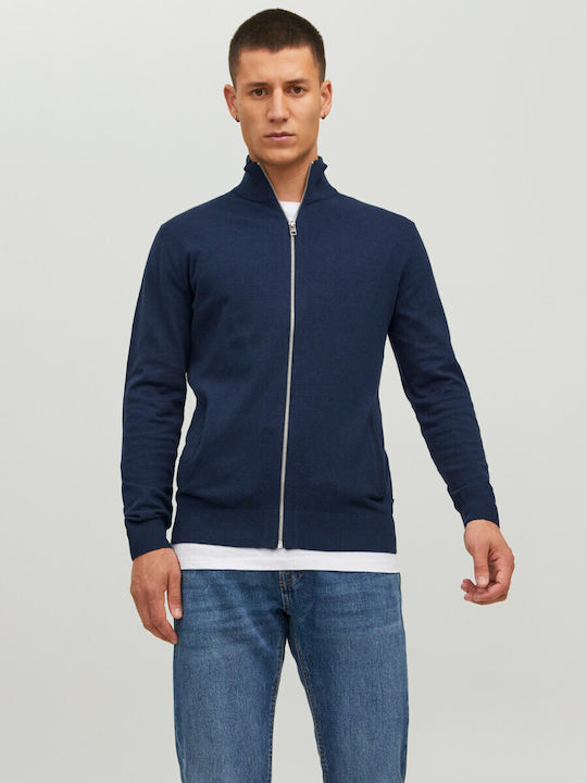 Jack & Jones Men's Cardigan with Zipper Navy Blue