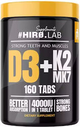 Hiro.Lab D3 + K2 MK7 Βιταμίνη 4000iu 160 ταμπλέτες Hiro.Lab D3 + K2 MK7 Βιταμίνη 4000iu 160 ταμπλέτες