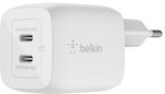 Belkin Φορτιστής Χωρίς Καλώδιο με 2 Θύρες USB-C 45W Power Delivery Λευκός (WCH011vfWH)
