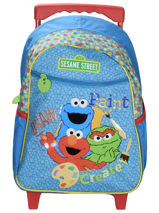 Sunce Sesame Street School Bag Trolley Kindergarten Multicolour with Water Bottle Holder 14Liters
