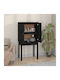 vidaXL Wohnzimmer Vitrine aus Massivholz Schwarz 60x40x120cm