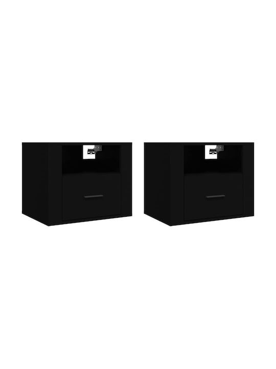 Wooden Bedside Tables 2pcs Black 50x36x40cm