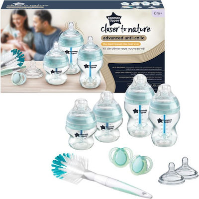 Tommee Tippee Plastic Bottle Set Advanced Anti-Colic Newborn Starter Set Anti-Colic with Silicone Nipple for 0+, 0+ m, months 150ml 9pcs