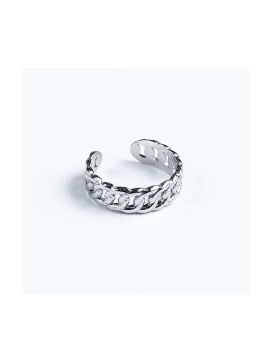 Steel silver ring Cuoro Nautica