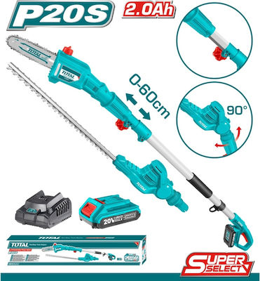 Total TPTS201681 Garden Multi Tool Battery with Pole Saw and Hedge Trimmer