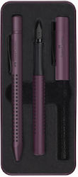 Faber-Castell Grip Pen Set Ballpoint with Quill Purple in a case