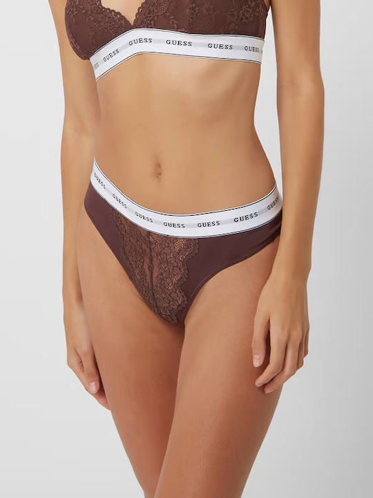 Guess Damen Zeichenfolge mit Spitze Braun