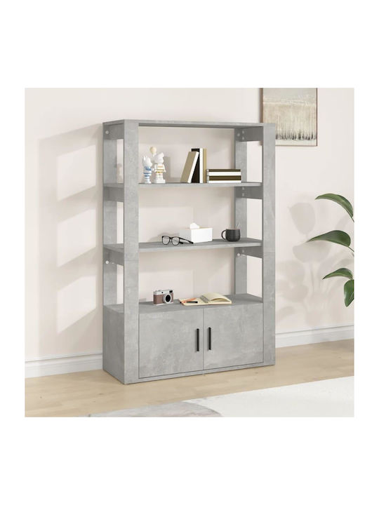 Grey Concrete Bookcase 80x30x119.5cm