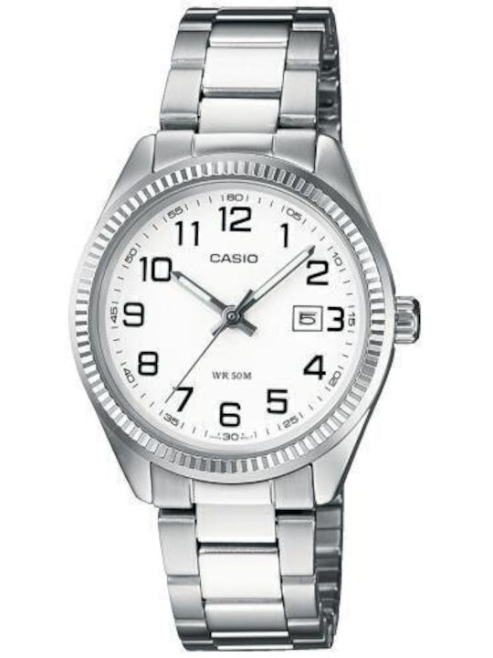 Casio Γυναικείο Ρολόι 30mm Μπαταρίας με Ασημί Μ...