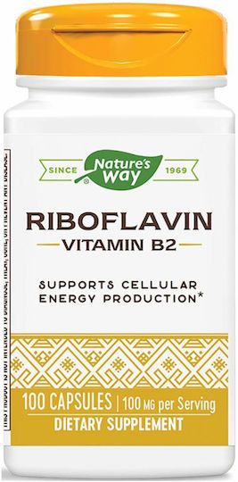 Nature's Way Riboflavin B2 Витамин за здравето на нервната система 100мг 100 капси