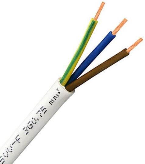 Power Cord with Cable Properties 3x0.75mm² in White Colour 1m Flexible