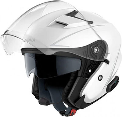 Sena Outstar S Glossy White Motorradhelm Jet ECE 22.05 1550gr