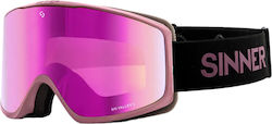Sinner Sin Valley S Ski & Snowboard Goggles Kids Pink with Lens in Pink Color