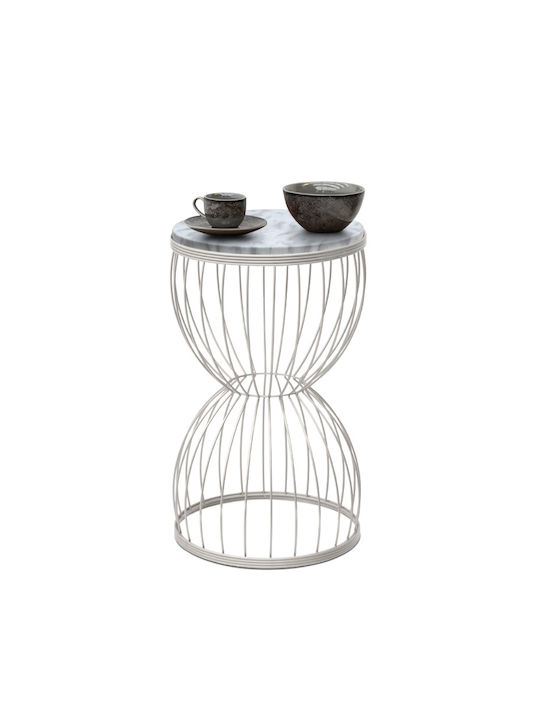 Pino Round Wooden Side Table Λευκό L35xW35xH58c...