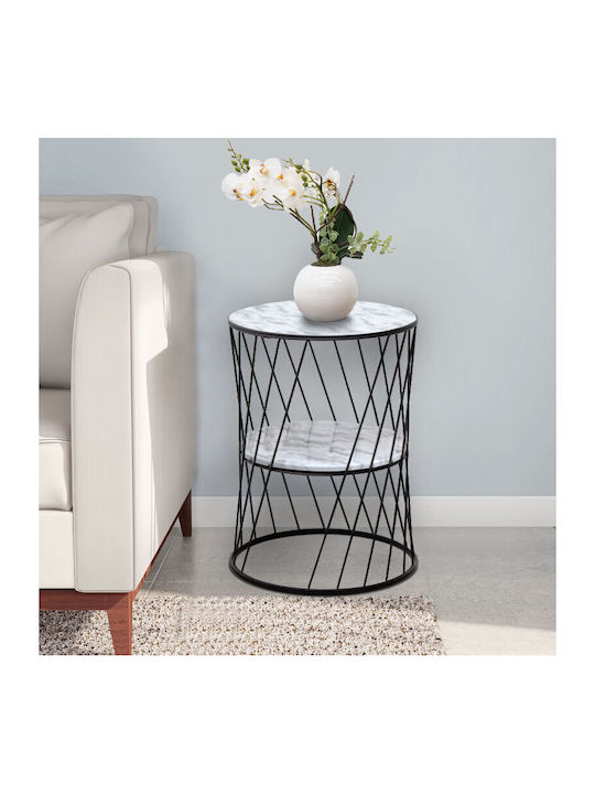 Round Side Coffee Table Jaspin Wooden Black - W...