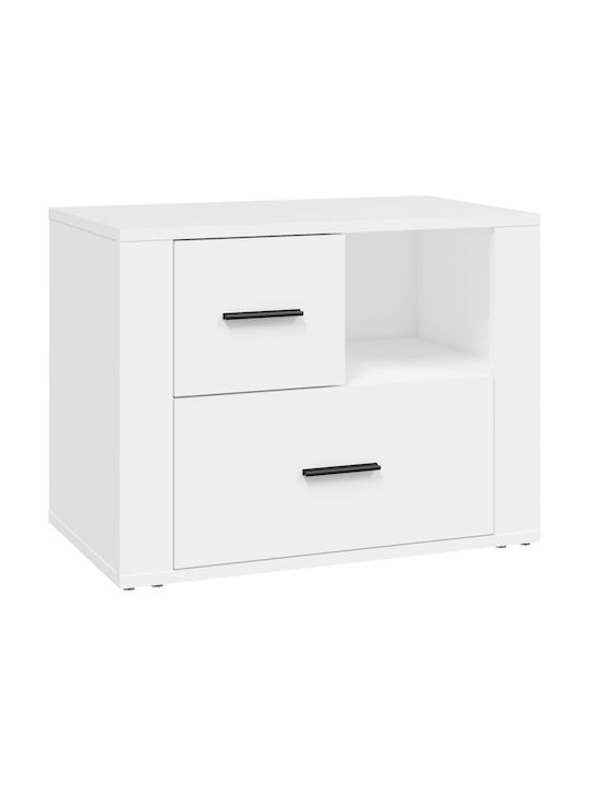 Wooden Bedside Table White 60x36x45cm