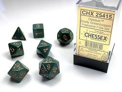 Chessex Polyhedral 7-Die Dice Dusty Green