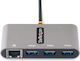 StarTech 3-Port USB 3.2 Hub with USB-C Connection Ethernet Gray