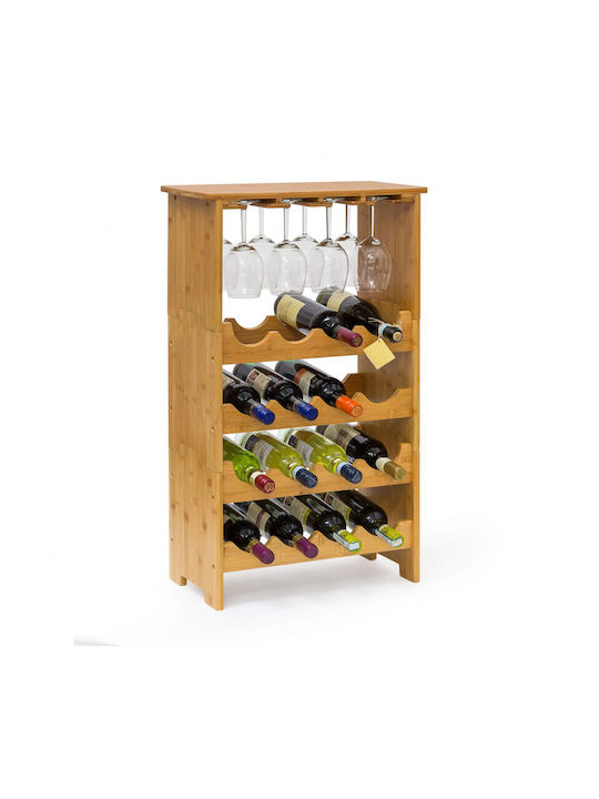 Relaxdays Cu picioare Suport pentru Sticle Lemn pentru 24 Sticle Maro 50x24x84εκ.