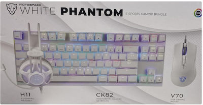 Motospeed Phantom Bundle Σετ Gaming Πληκτρολόγιο με διακόπτες και RGB φωτισμό & Ποντίκι (Αγγλικό US) Λευκό