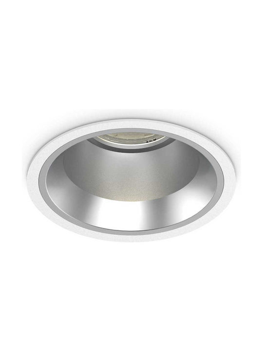 Ideal Lux Round Metallic Recessed Spot with Integrated LED and Warm White Light White 11x11cm. 1pcs