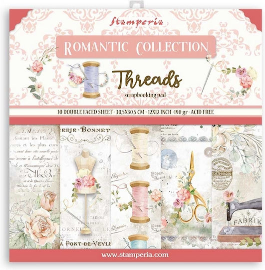 Stamperia Romantic Threads Листа Scrapbooking 190гр/кв.м 10 листове 10бр
