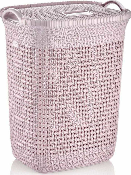 Viosarp R-8065 Καλάθι Απλύτων Πλαστικό με Καπάκι 35x28x45cm Ροζ
