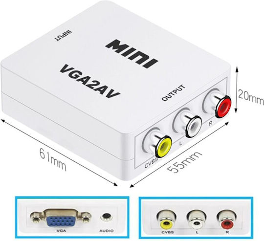 ATC Μετατροπέας 3.5mm / VGA female σε RCA female Λευκό 1τμχ 02.004.0029