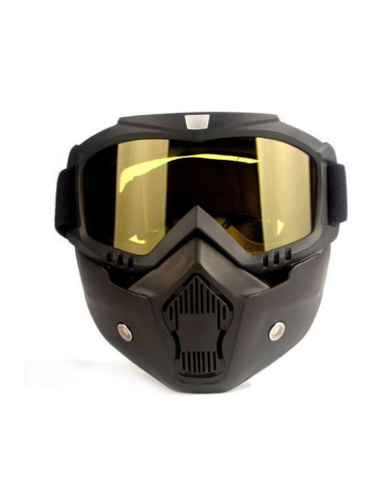 WS620 Μάσκα Σκι & Snowboard Ενηλίκων Μαύρη με Φακό σε Κίτρινο Χρώμα