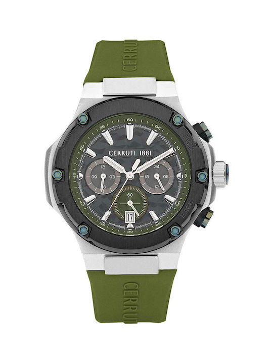 Cerruti Lucardo Uhr Chronograph Batterie mit Grün Kautschukarmband
