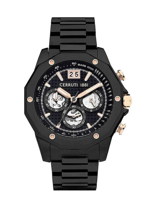 Molveno Мъжки Часовник 44mm На Батерия С Черна Стоманена Гривна