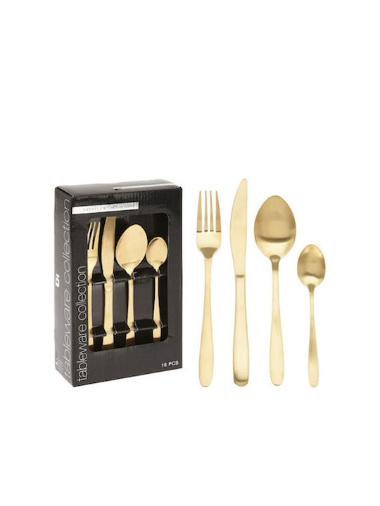 16-Piece Stainless Steel 18/10 Gold Cutlery Set