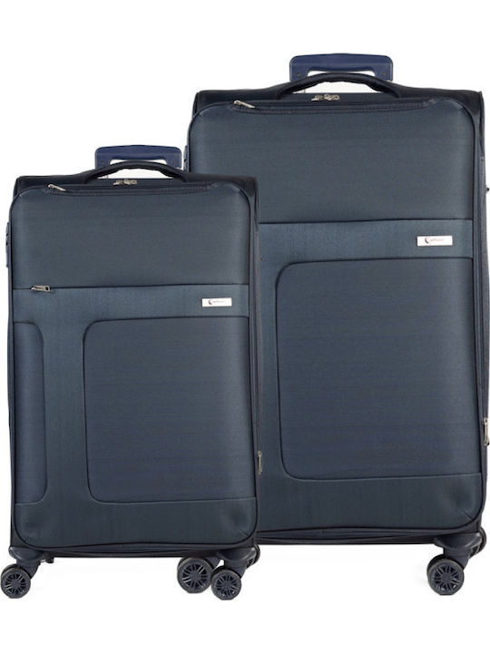 Cardinal 3800 Fabric Dark Blue Suitcases Max Height 60cm With 4 Wheels Set 2pcs