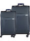 Cardinal 3800 Fabric Dark Blue Suitcases Max Height 60cm With 4 Wheels Set 2pcs