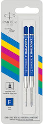 Parker Quinkflow Replacement Ink for Ballpoint in Blue color 2pcs