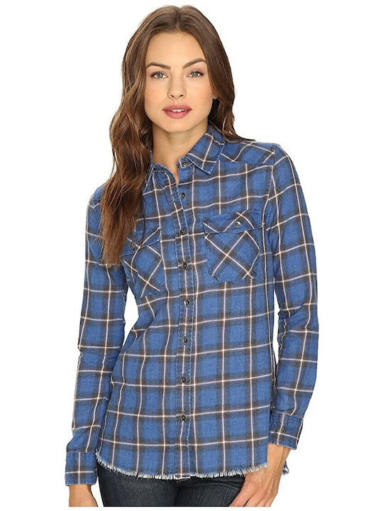 Billabong Frenzy Women's Checked Long Sleeve Shirt Blue