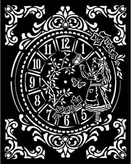 Stamperia Στένσιλ Σχεδίων Alice Clock 20x25cm