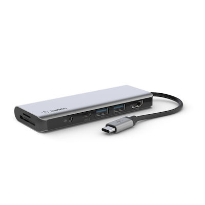 Belkin Connect USB-C Docking Station με HDMI 4K PD Ethernet Ασημί