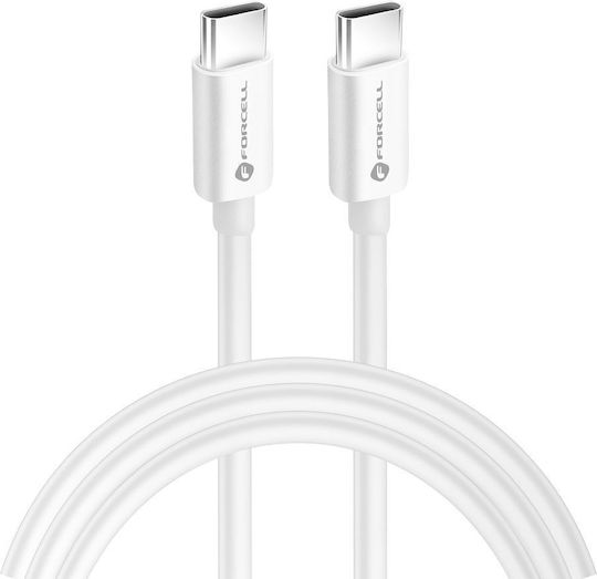 Forcell Regular USB 2.0 Cablu USB-C bărbătesc - USB-C 100W Alb 2m
