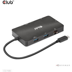 Club3D Stație de andocare cu USB-C DisplayPort 4K PD Ethernet (CSV-1598)
