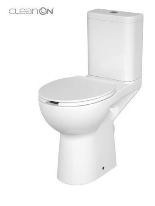 Cersanit Etiuda Zugängliche Toilette mit Spülung mit Deckel Duroplast Sanftes Schließen Weiße