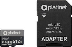 Platinet microSDXC 512GB Clasa 10 U3 A2 cu adaptor