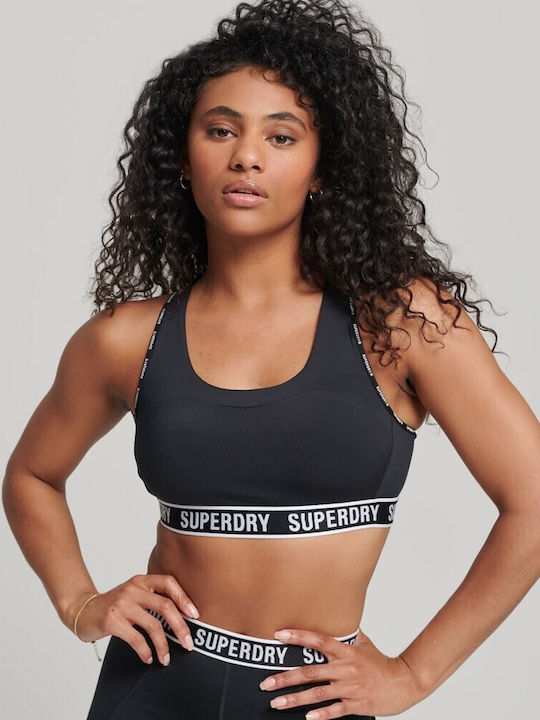 D1 Sport Train Branded Elastic Bra Γυναικείο Αθλητικό Μπουστάκι Μαύρο