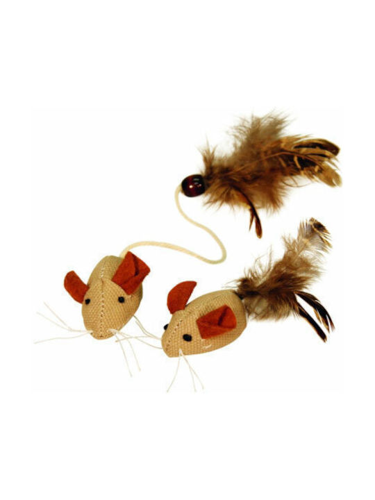 Kerbl Mice Feathers Nature Cat Toy Mouse 2pcs