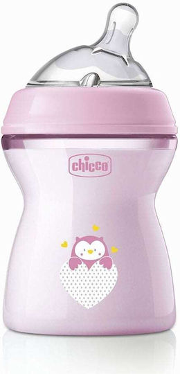 Chicco Plastic Baby Bottle Natural Feeling Anti-Colic with Silicone Teat for 2+ Months Pink Pink 250ml