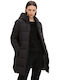 Tom Tailor Women's Long Puffer Jacket for Winter Black