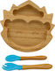 Baby Cloud Feeding Set Hedgehog made of Bamboo with Non-Slip Base Blue 3pcs