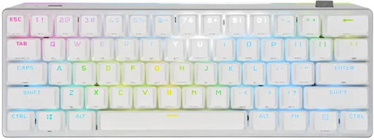 Corsair K70 RGB Pro Mini Ασύρματο Gaming Μηχανικό Πληκτρολόγιο 60% με Cherry MX Red διακόπτες και RGB φωτισμό (Αγγλικό US) Λευκό