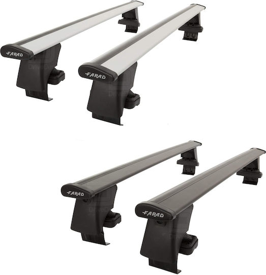 Farad Car Roof Bars Aluminum 140cm for Toyota Prius+ 5D 2012 Set with Roof Rack Legs and Lock Silver